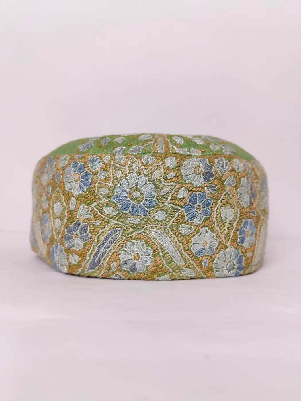 Faraz Light Green Kashmiri Traditional Cap with Hand Sozni Work