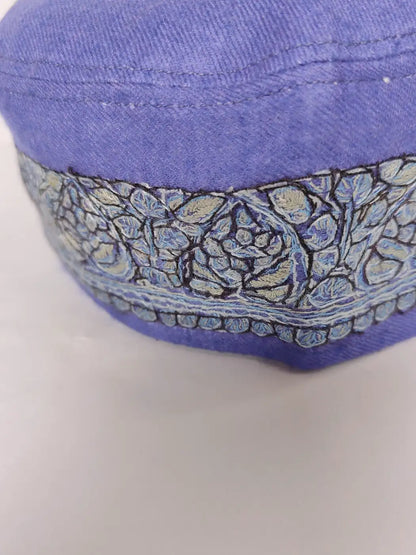 Blue Kashmiri Cap for gents with Hand Sozni Embroidery Nawaz