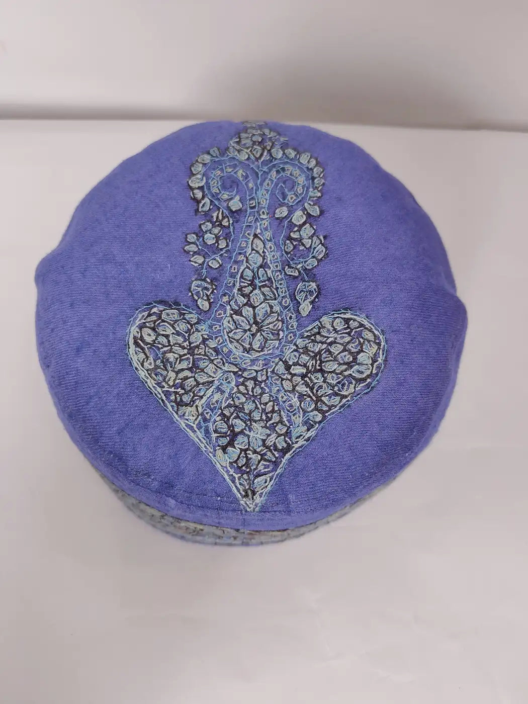 Blue Kashmiri Cap for gents with Hand Sozni Embroidery Nawaz