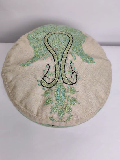 Ghalib Sozni Work Kashmiri Cap in Cream