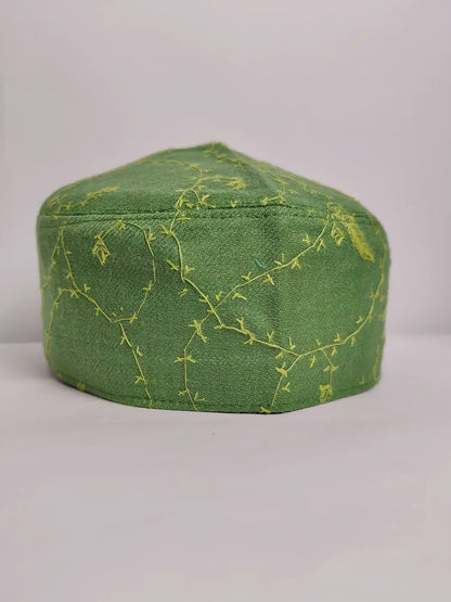 Shahbuddin Sozni Jaal Work Kashmiri Cap in Green