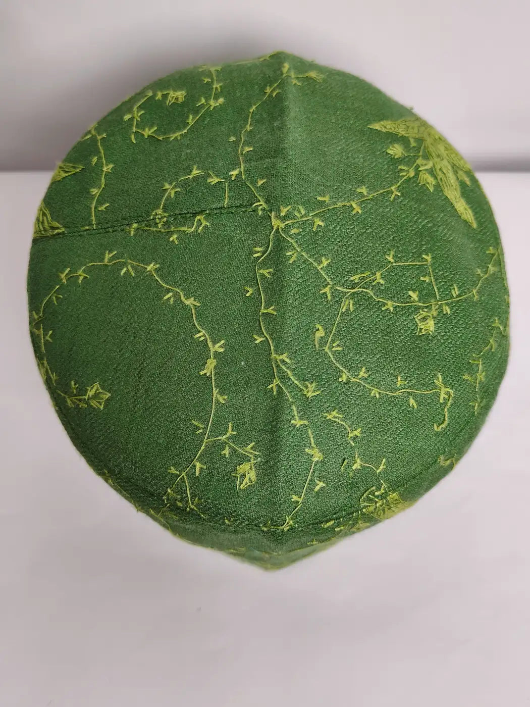 Shahbuddin Sozni Jaal Work Kashmiri Cap in Green