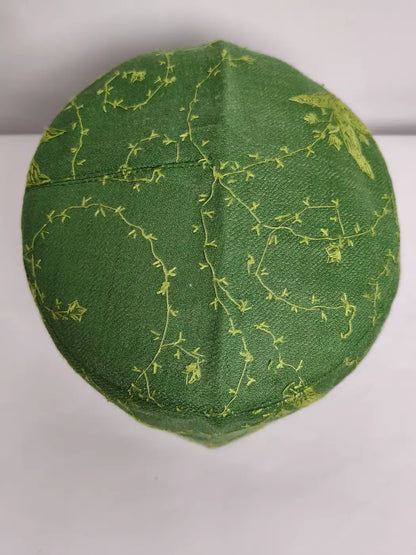 Shahbuddin Sozni Jaal Work Kashmiri Cap in Green