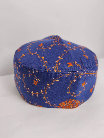 Blue Sozni Jaal Work Kashmiri Cap | Fazlul