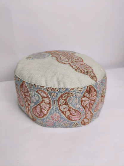 Pashmina Cream Cap for Gents with Kashmiri Sozni Embroidery