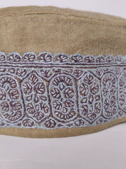 hand sozni cap in beige 