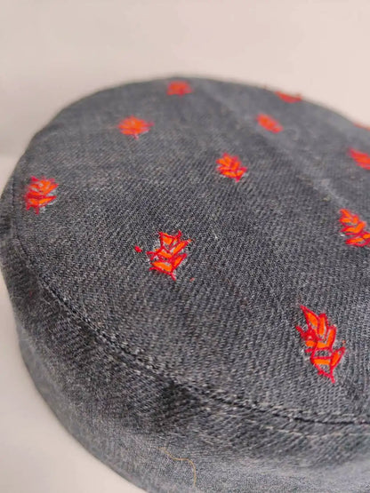 Kashmiri grey topi with hand sozni booti work