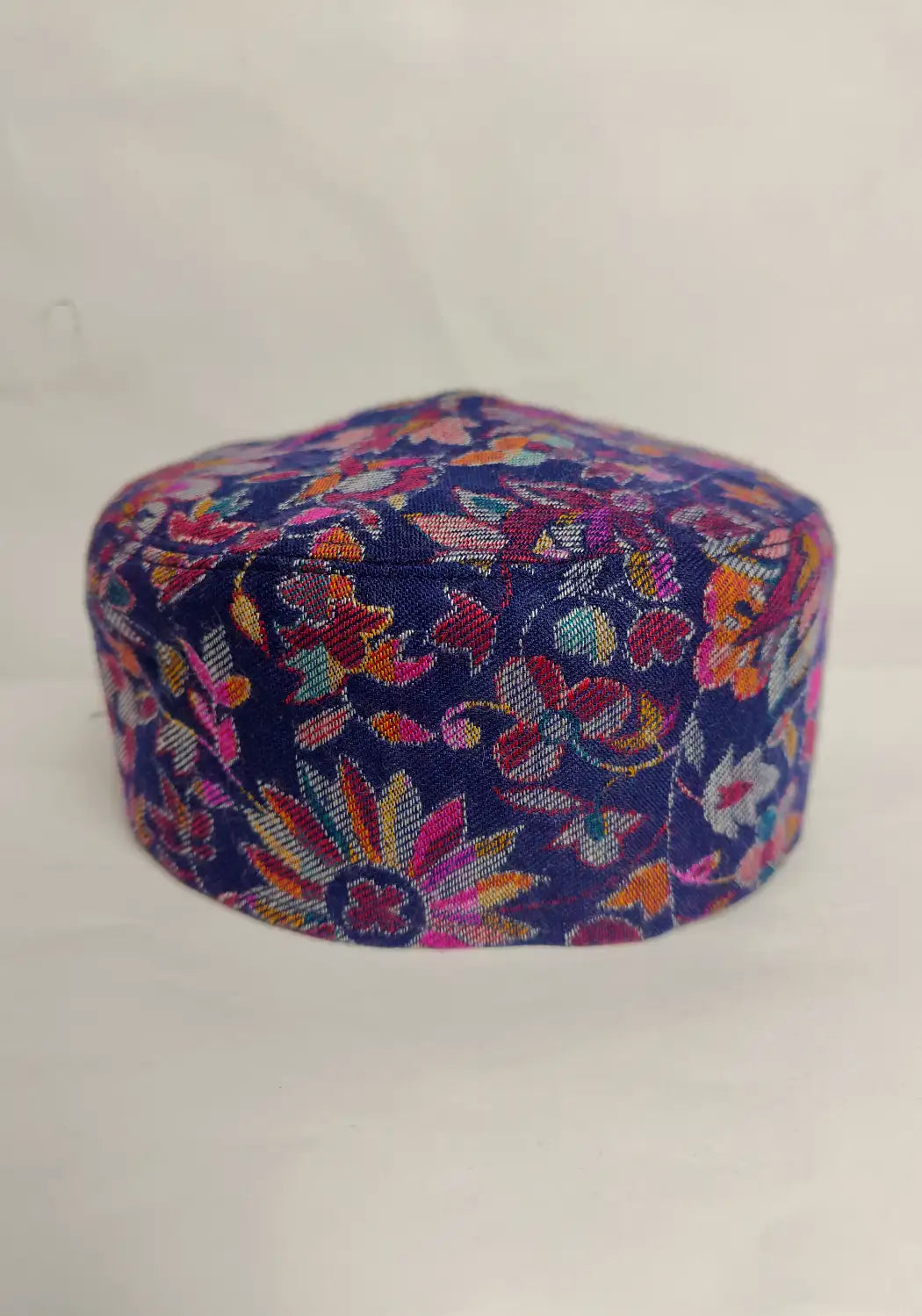 dark blue kani cap floral motifs 