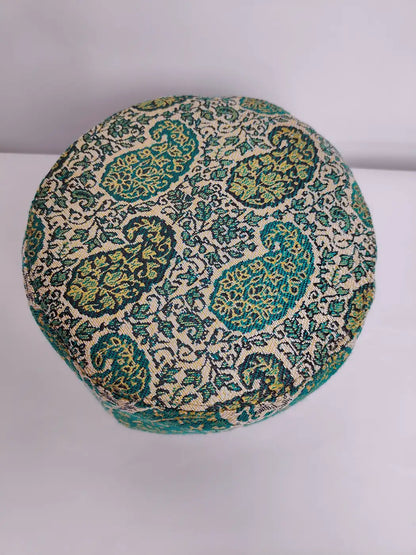 Kashmiri kani cap top side with badam motif pattern