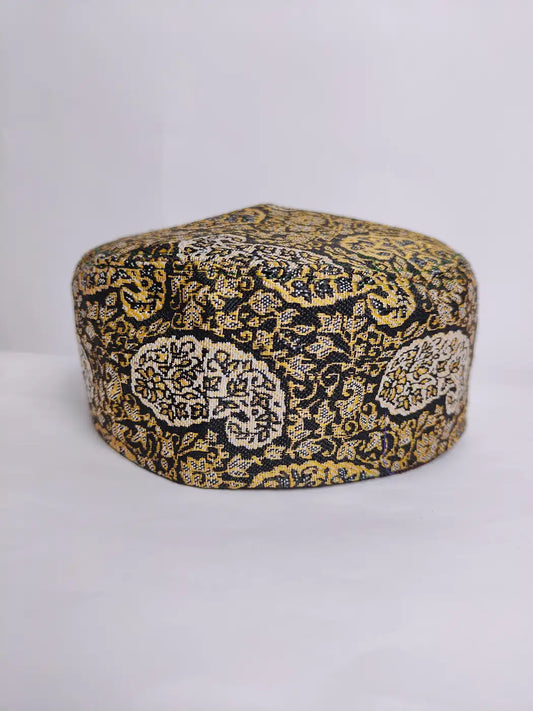 Kashmiri kani cap in badam motif in woven pattern