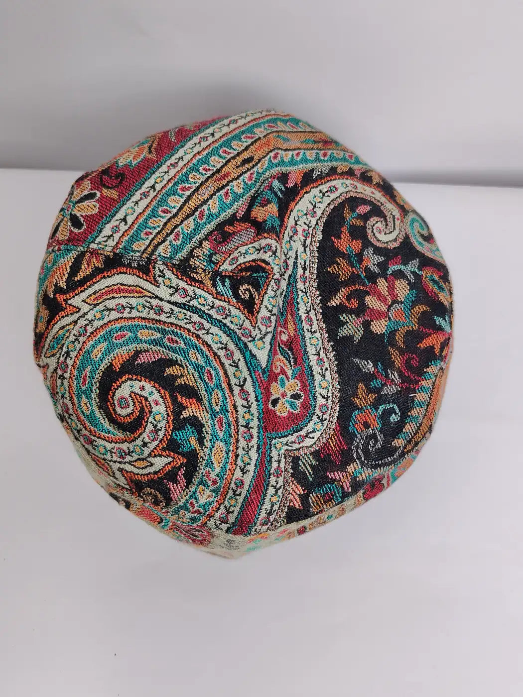 Kashmiri kani cap in curved motifs