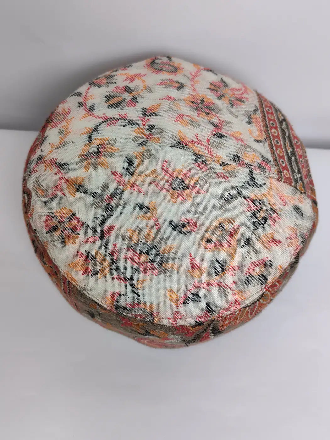 Kashmiri round cap kani  floral on top side