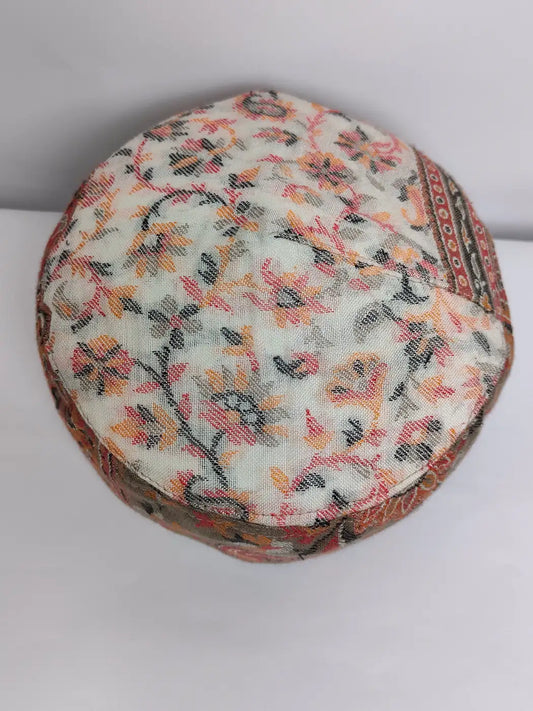 Kashmiri round cap kani  floral on top side