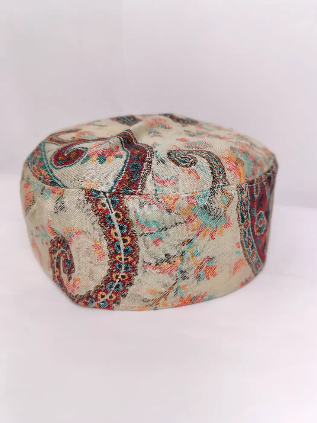 Kashmiri kani topi in cream colour 