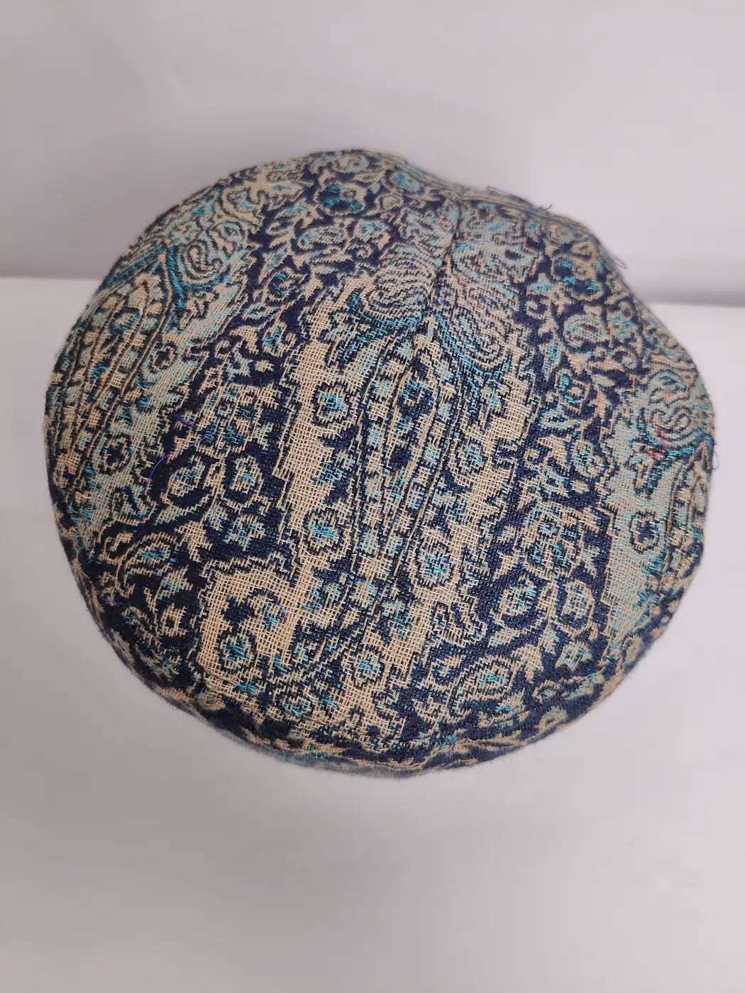 Kashmiri traditional kani cap top side in badam vine pattern 