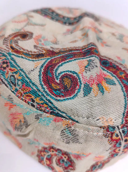 badami kani cap in white colour fabric