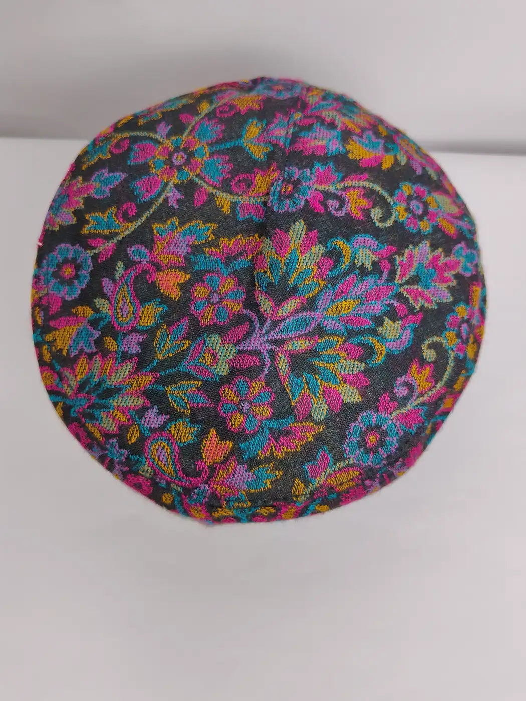 Kashmiri kani cap top side in florals motifs