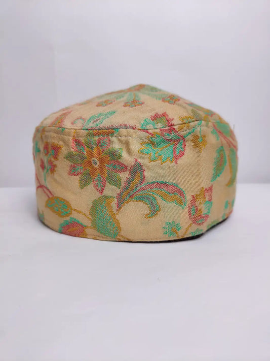 Beige Amaan Light Yellow Kashmiri Kani Cap