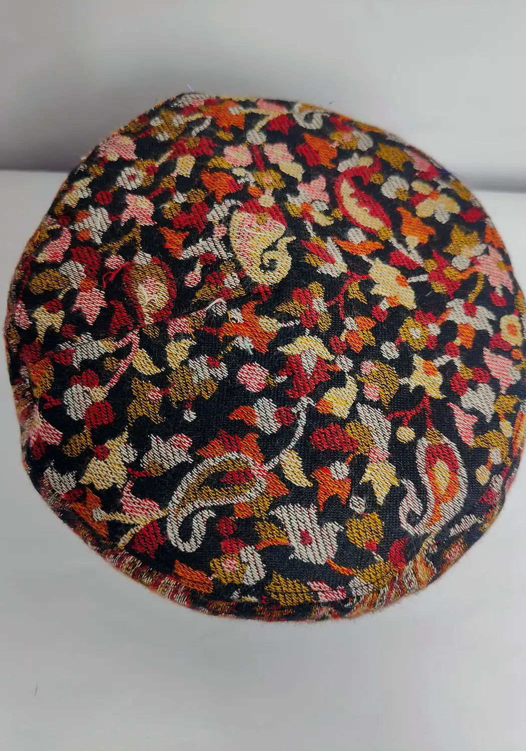 top side floral kani pattern black topi