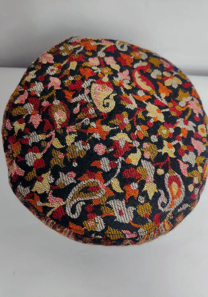 top side floral kani pattern black topi
