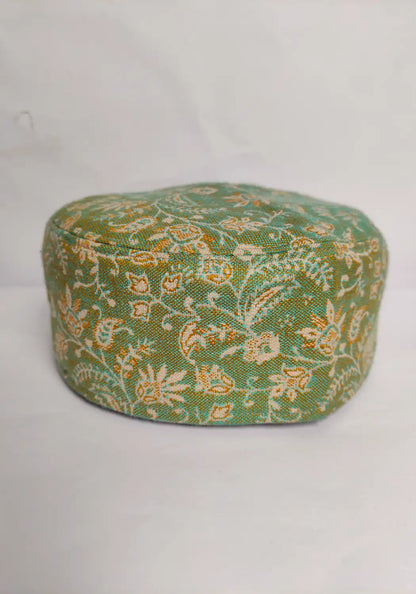 Traditional cap in green with kani floral embroidery 
