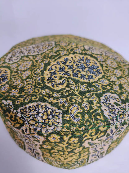 green kani cap with badam motifs