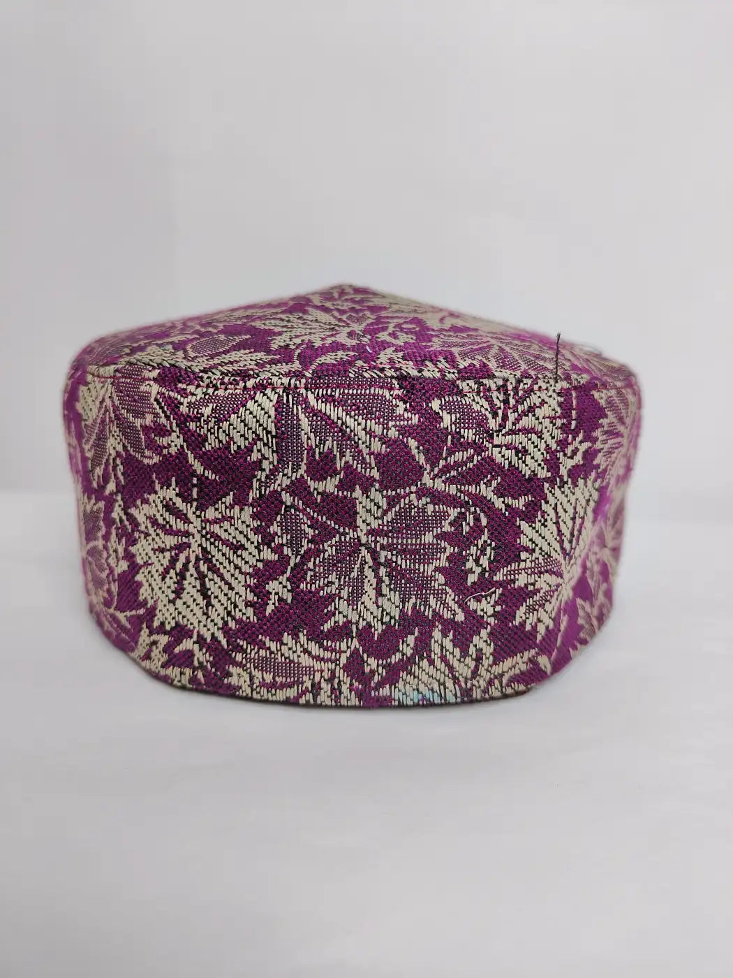 kashmiri kani classic cap in purple colour with chinari woven pattern 