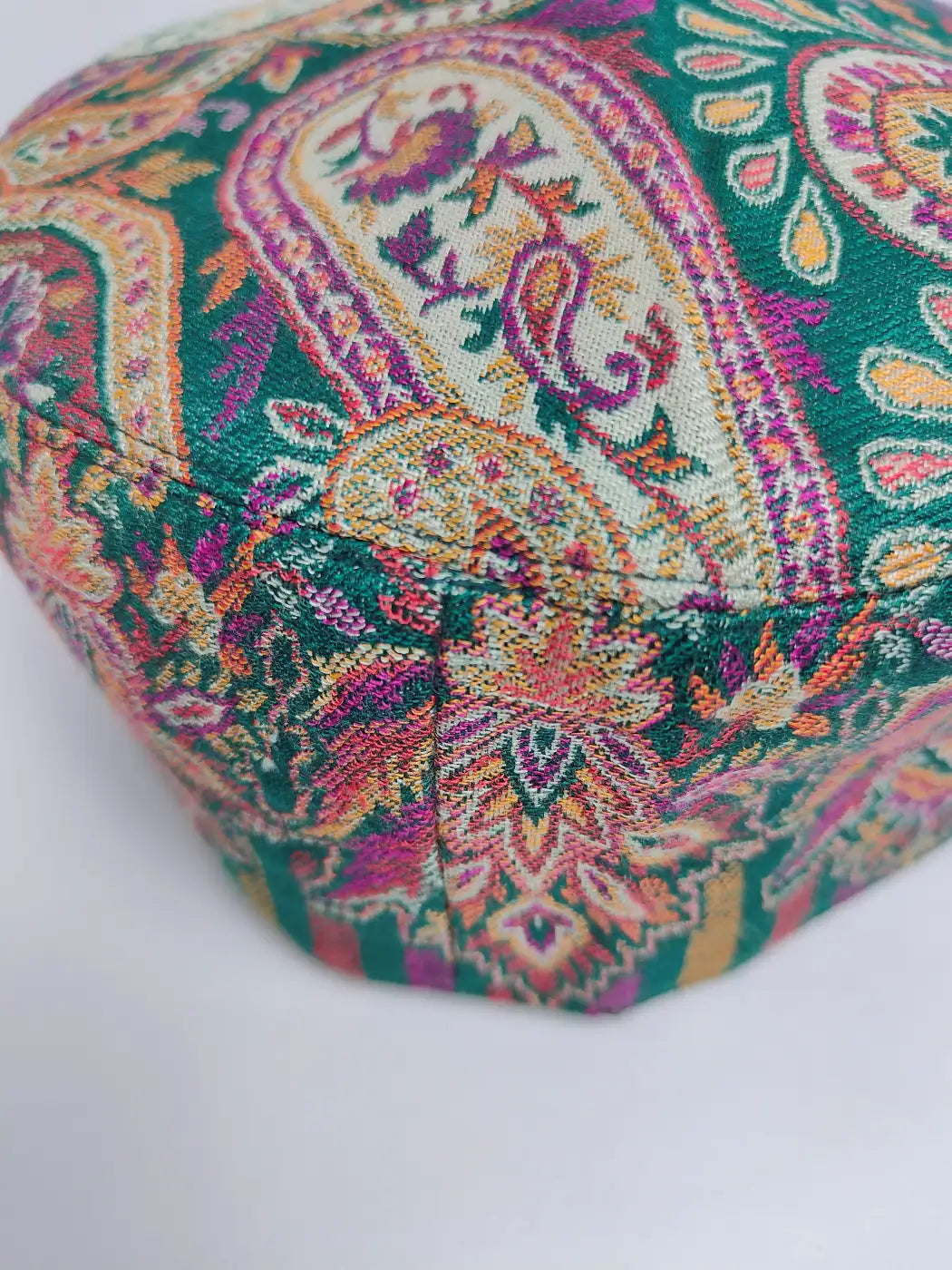 Kashmiri green topi with kani woven patterns