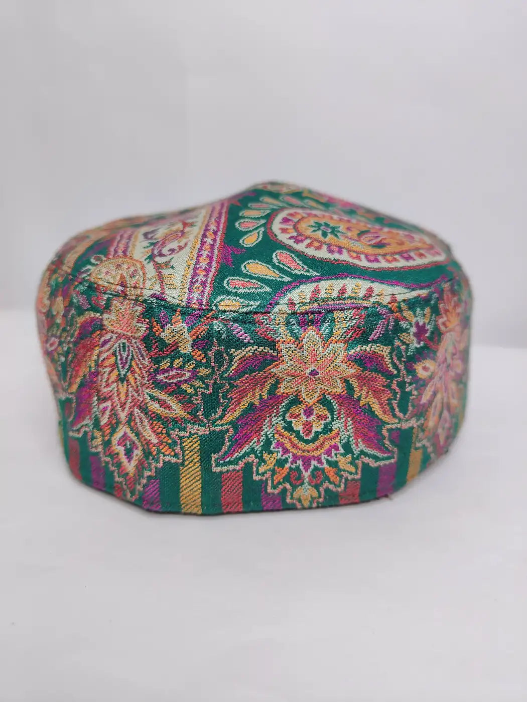 green topi in floral kani woven patterns