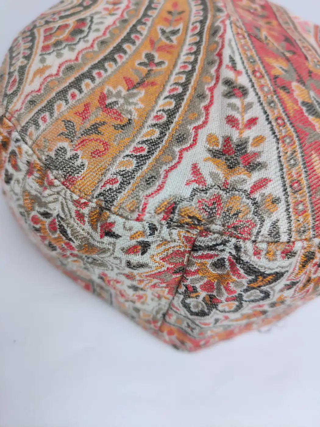 kani woven pattern cap from Kashmir
