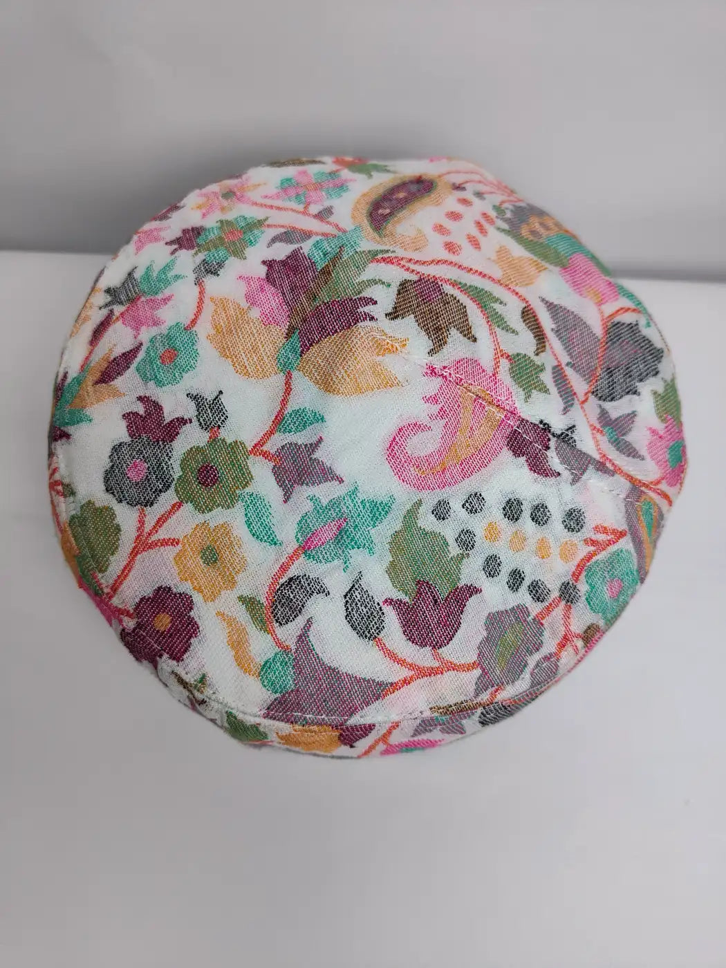 Kashmiri cap in kani florals top side