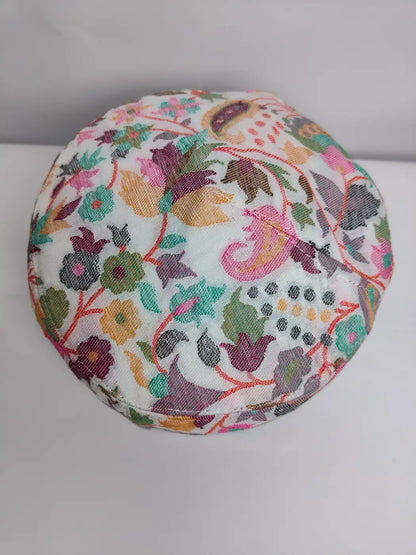 Kashmiri cap in kani florals top side