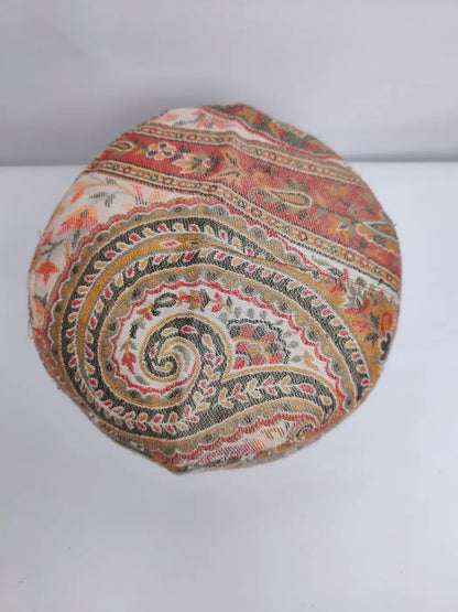Kashmiri kani cap top side curved motif woven