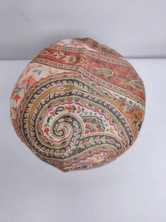 Kashmiri kani cap top side curved motif woven