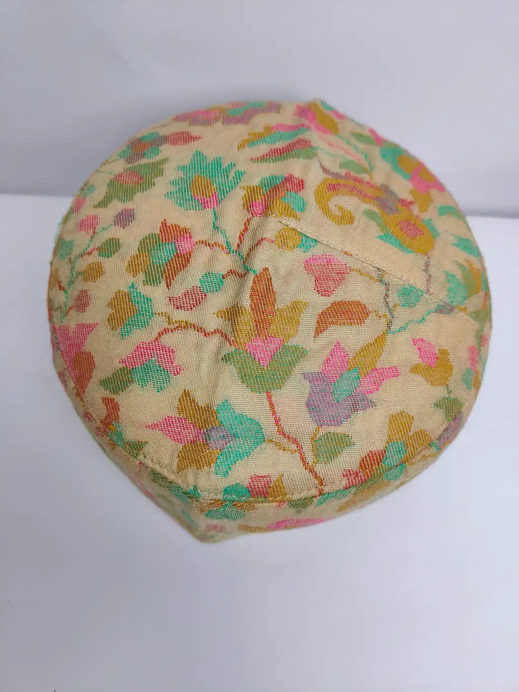 Kashmiri Kani cap top side florals