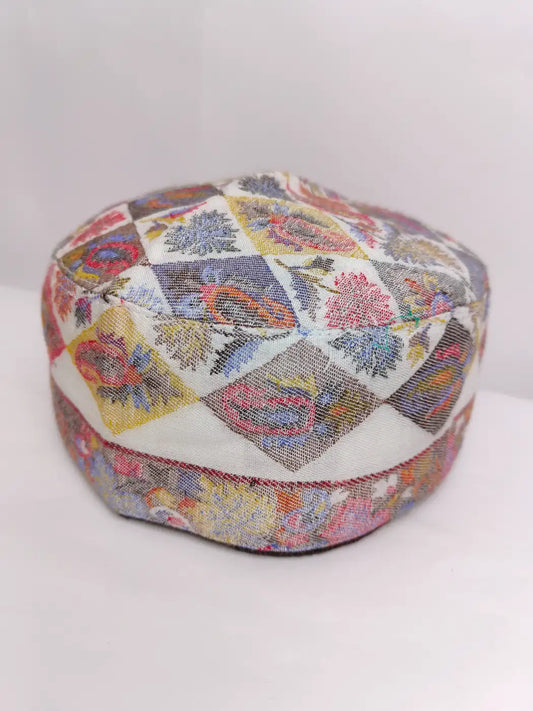kashmiri kani topi with top side geometrical patterns