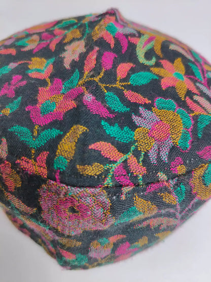 black cap kani in floral motifs 