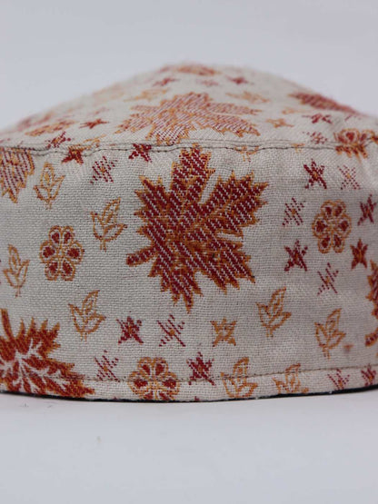cream colour kani cap in florals woven
