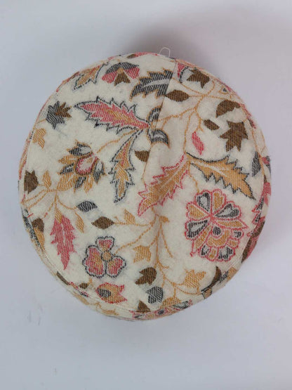 Kashmiri cap in cream floral woven