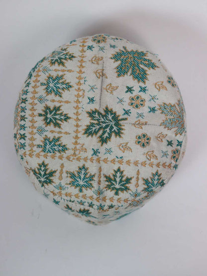 Kashmiri classic kani cap top side with chinari woven patterns