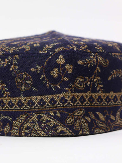 navy blue fabric in kani shawl cap 