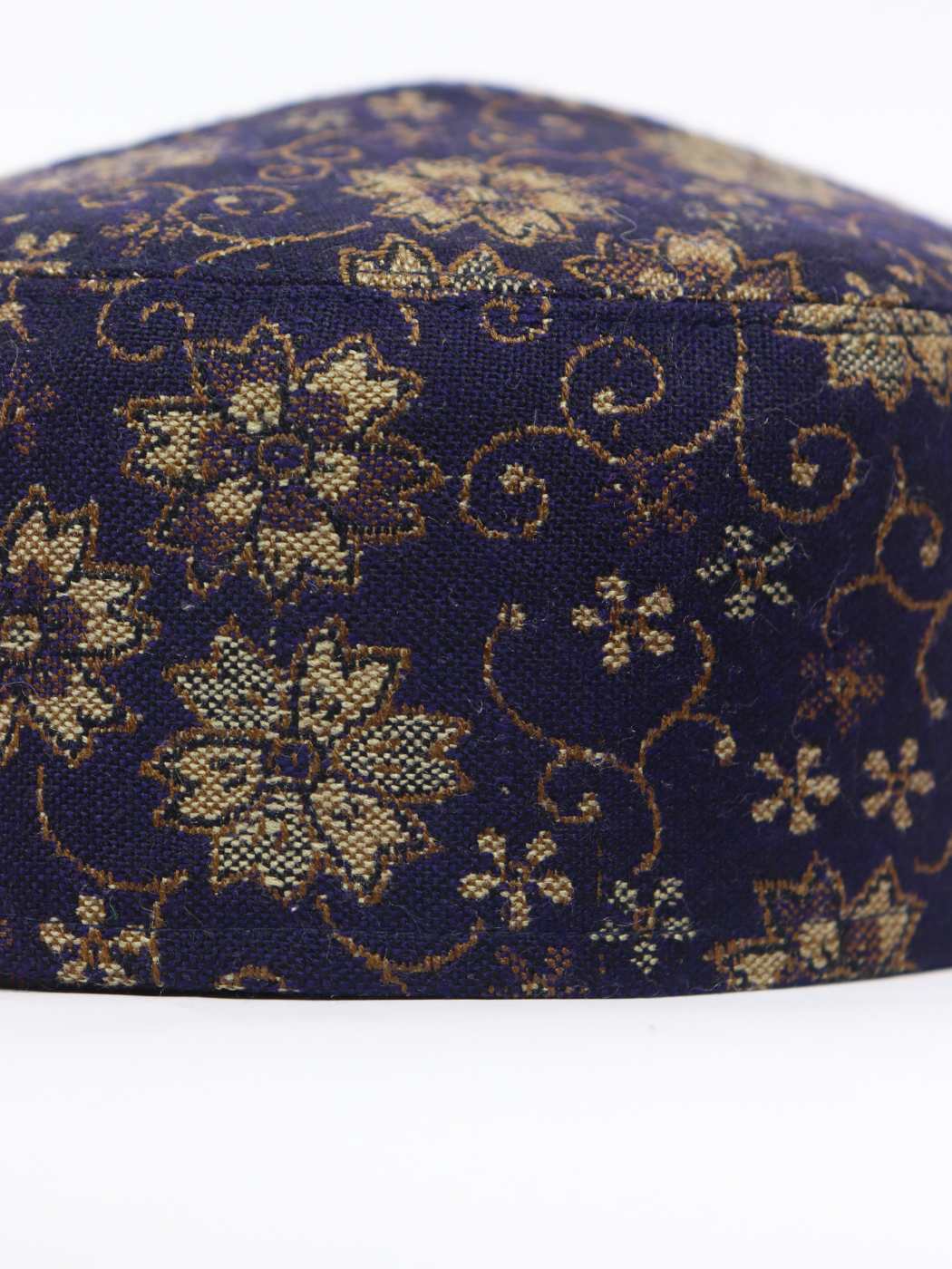 blue cap with kani woven florals 