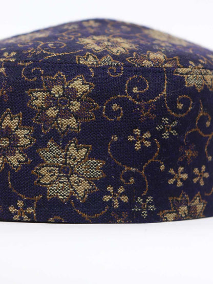 blue cap with kani woven florals 