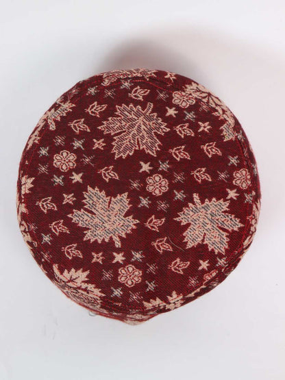 red cap in floral motifs