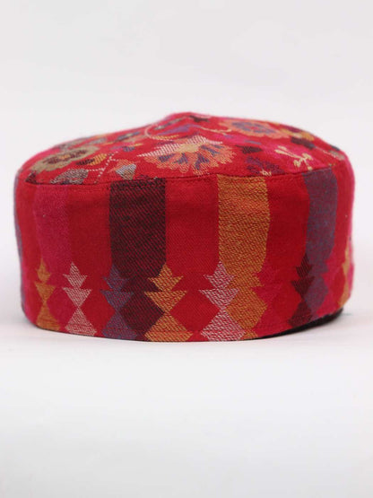 red kani cap in lakeer pattern 