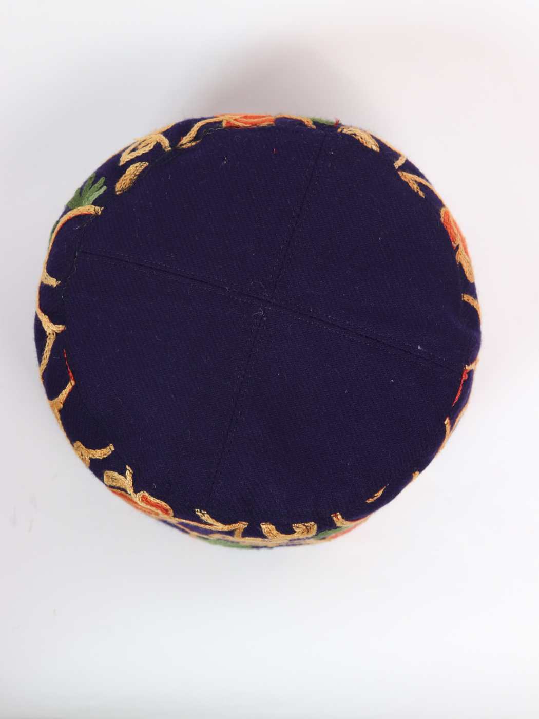 Saaz Kashmiri Navy Blue Stylish Polywool Cap with Aari Embroidery