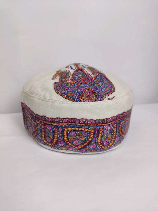 Inqilab Omani Pashmina Cap with Hand Sozni Embroidery