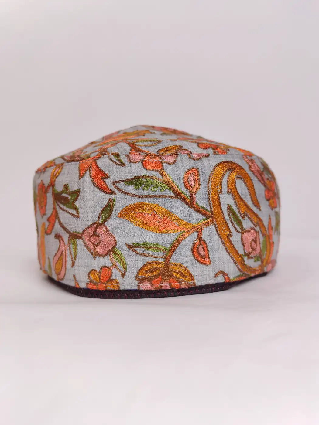 Grey Nawab Cap with Nalki Aari Work