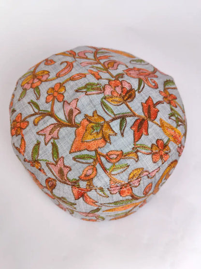 Grey Nawab Cap with Nalki Aari Work