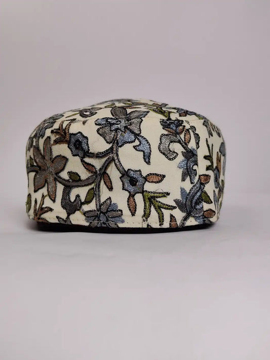 White Cream Stylish Cap with Nalki Aari Work